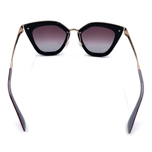 Prada Cinema Sunglasses Cat Eye Black Frame Gold Trim Gradient Lens SPR 53S - Picture 6 of 13